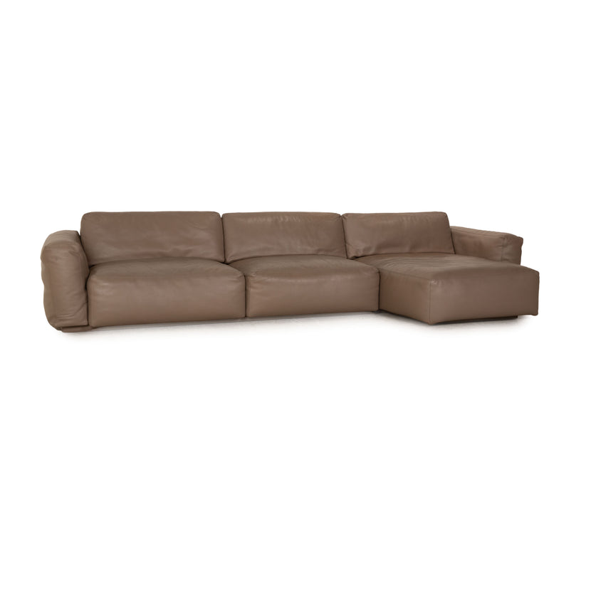 Leolux Copparo leather corner sofa cream electric function chaise longue right