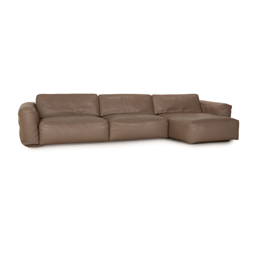 Leolux Copparo Leather Corner Sofa Cream Electric Function Recamiere Right