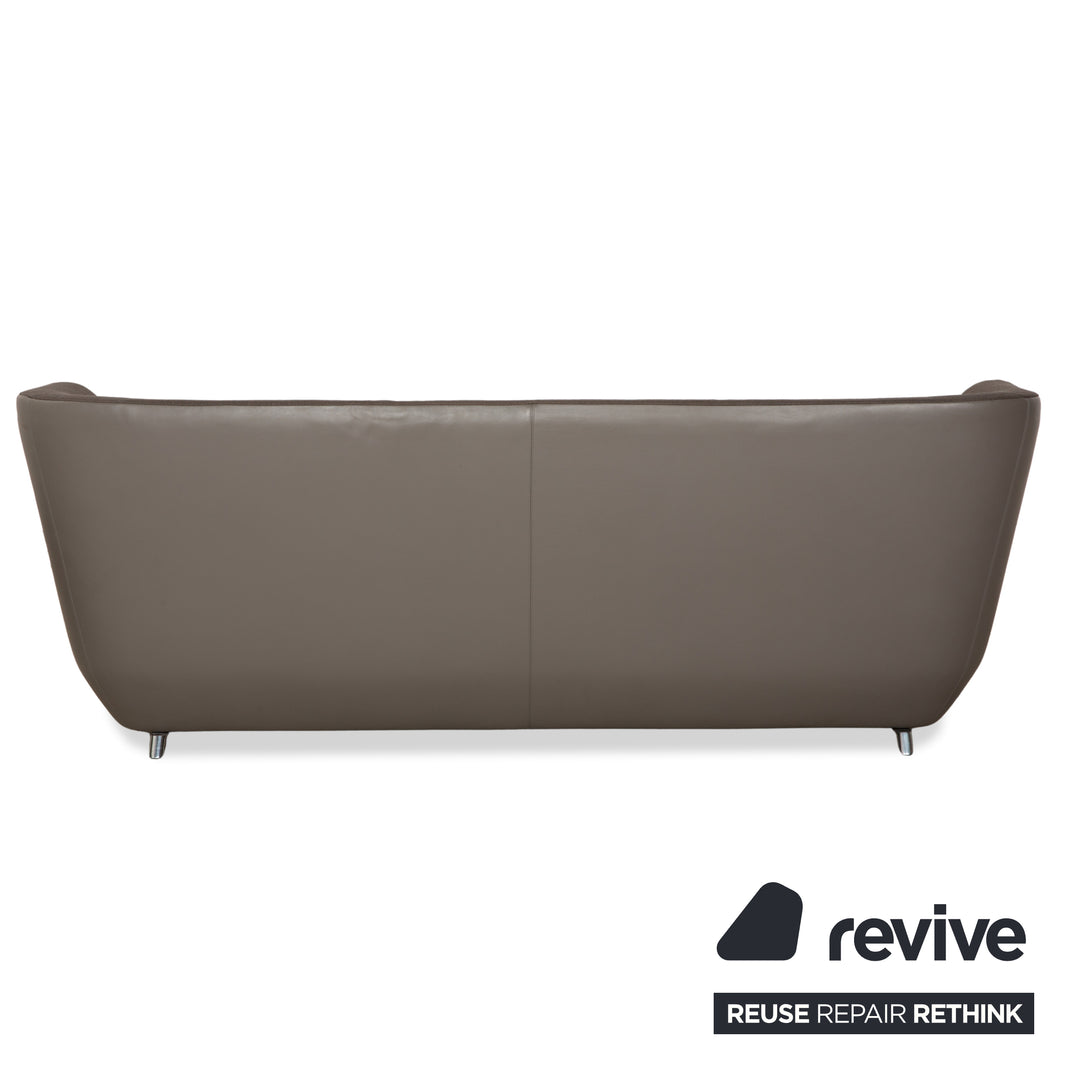 Canapé trois places en tissu et cuir gris Leolux Daja