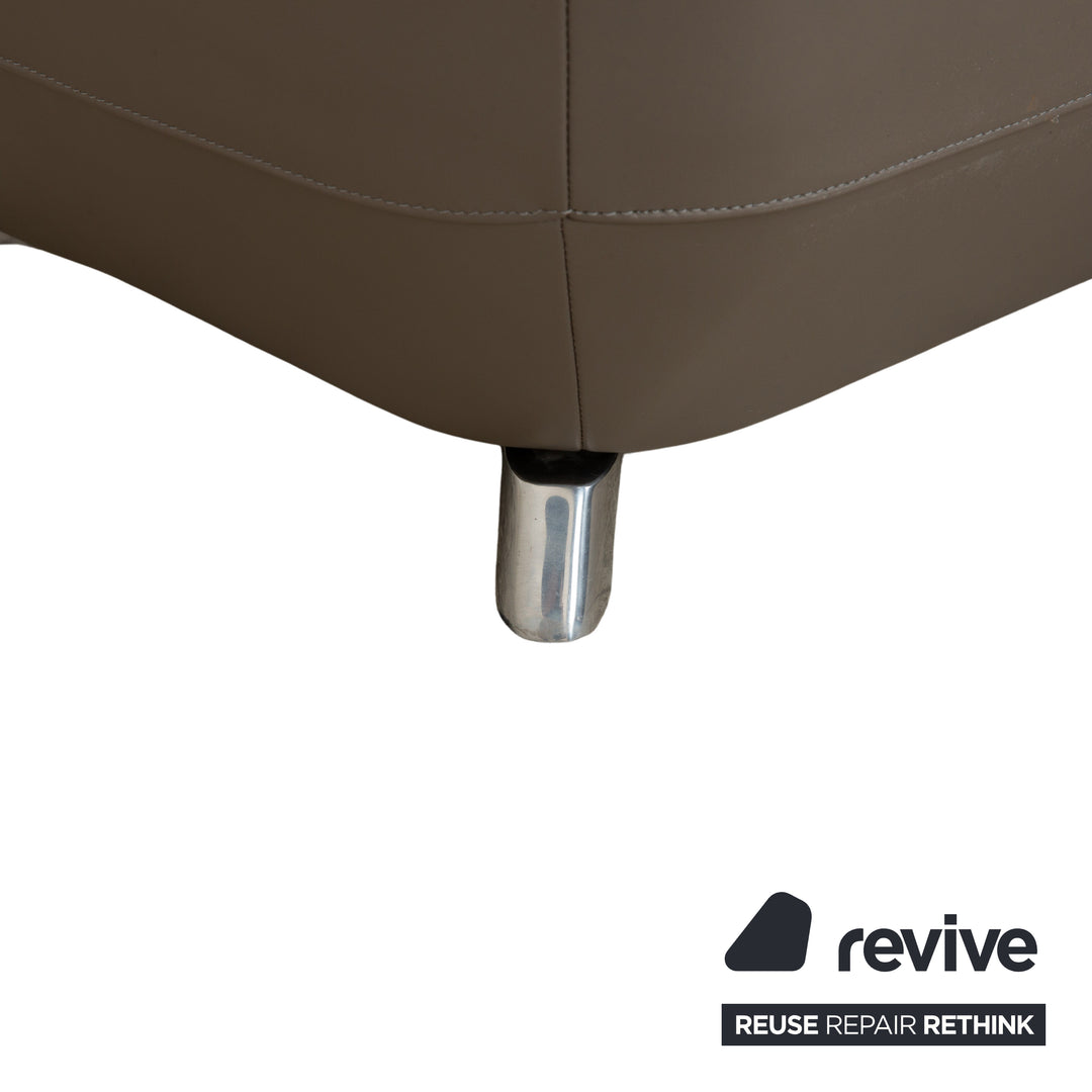 Leolux Daja Stoff Dreisitzer Grau Leder Sofa Couch