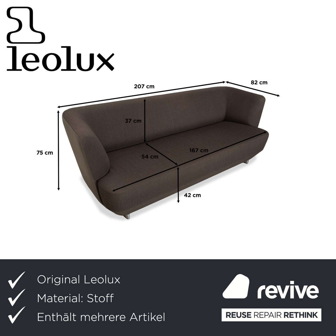 Canapé trois places en tissu et cuir gris Leolux Daja