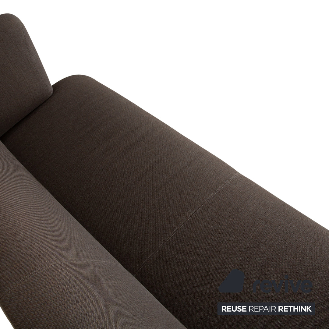 Leolux Daja Stoff Dreisitzer Grau Leder Sofa Couch