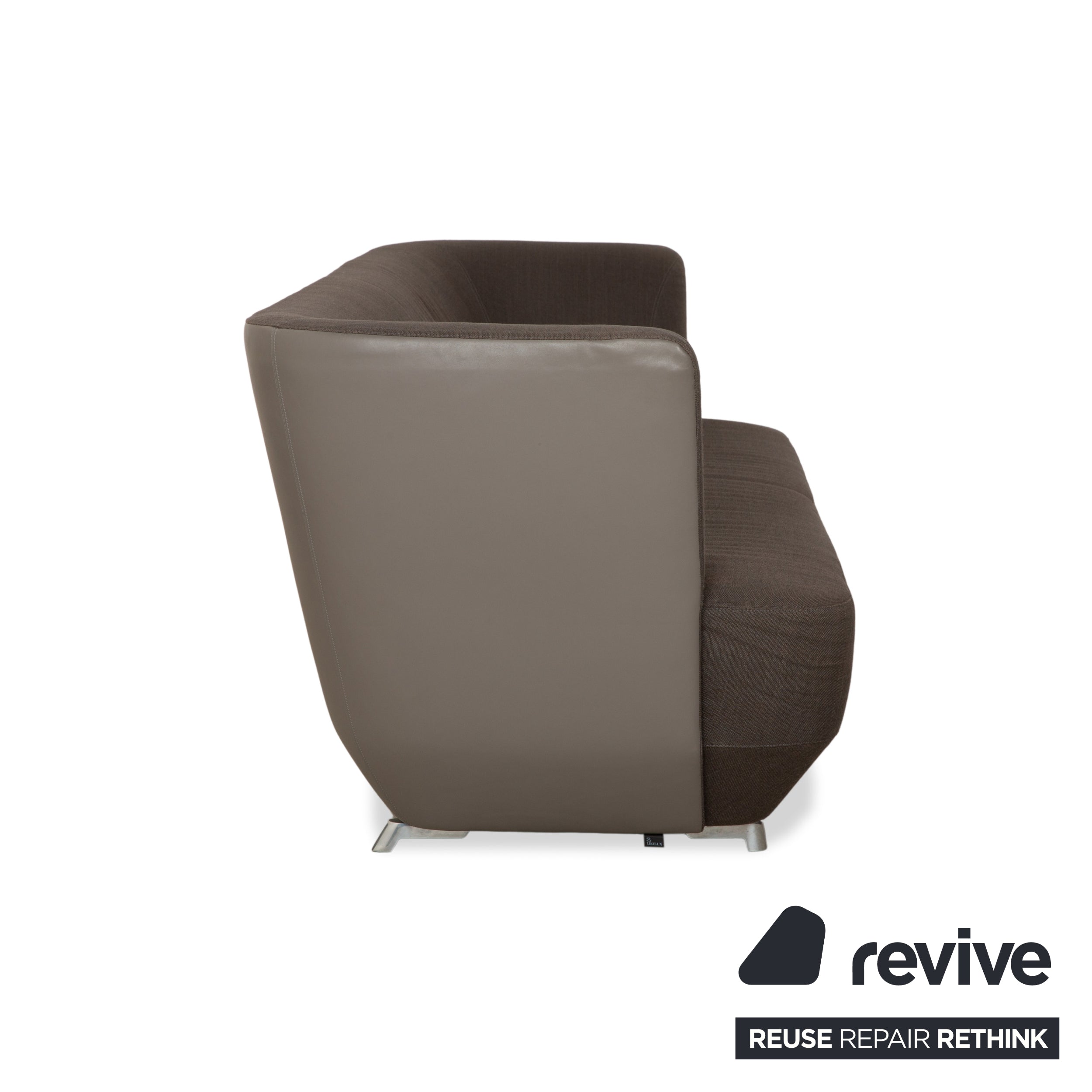 Leolux Daja Stoff Dreisitzer Grau Leder Sofa Couch