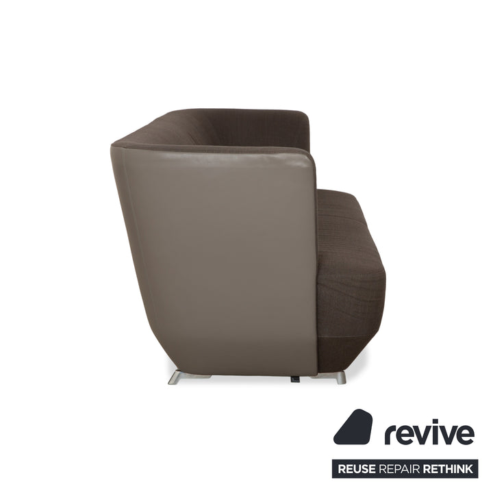 Leolux Daja Stoff Dreisitzer Grau Leder Sofa Couch