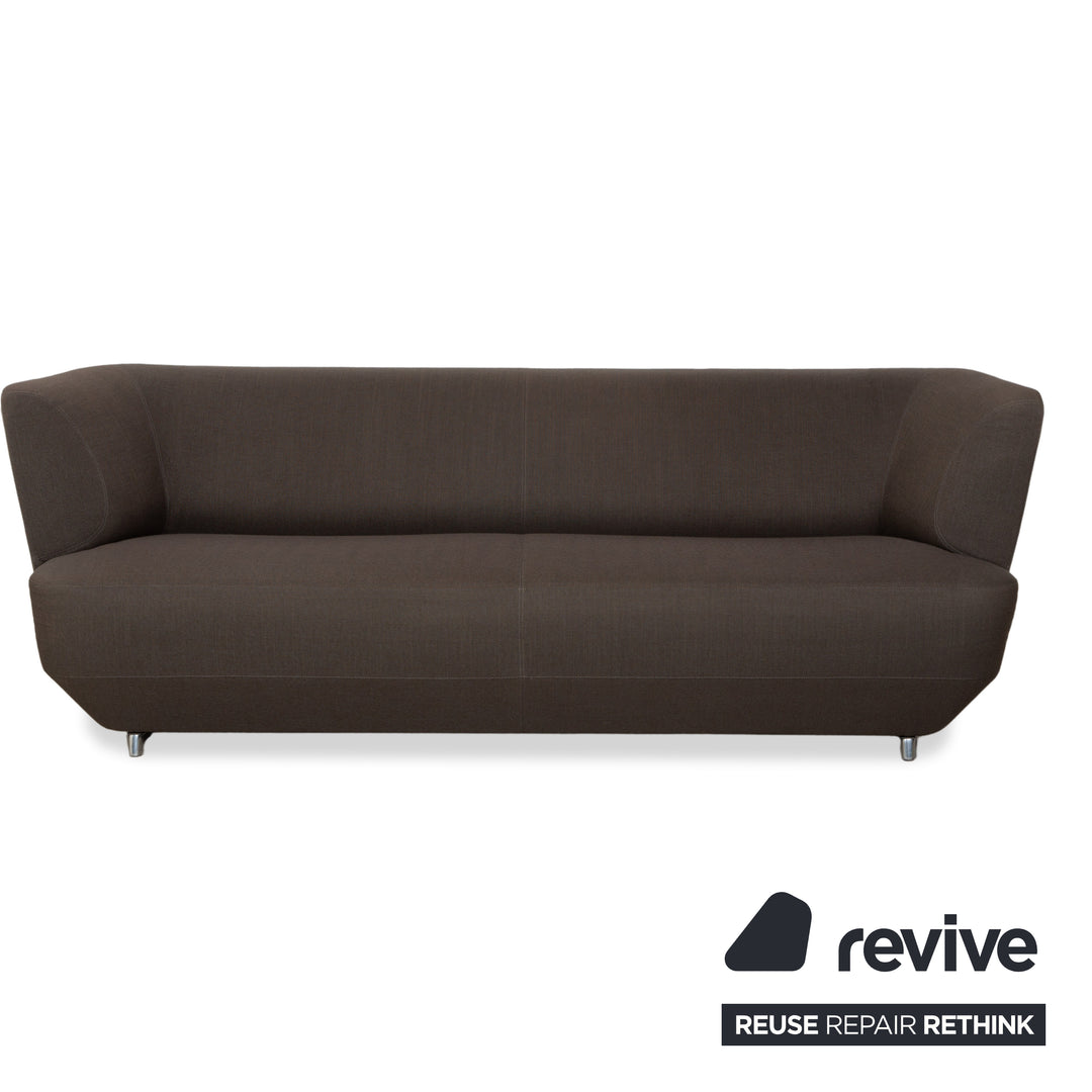Leolux Daja Stoff Dreisitzer Grau Leder Sofa Couch