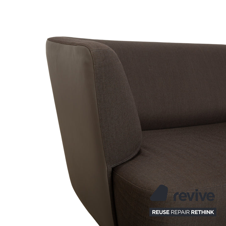 Leolux Daja Stoff Dreisitzer Grau Leder Sofa Couch