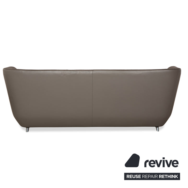 Leolux Daja Fabric Three-Seater Grey Leather Sofa Couch