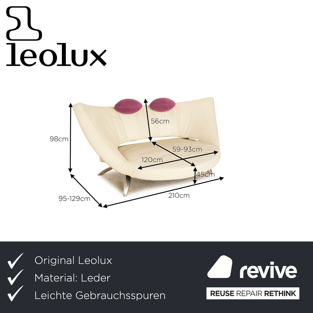 Leolux Danaide Leather Two Seater Cream Beige Electric Function Sofa Couch