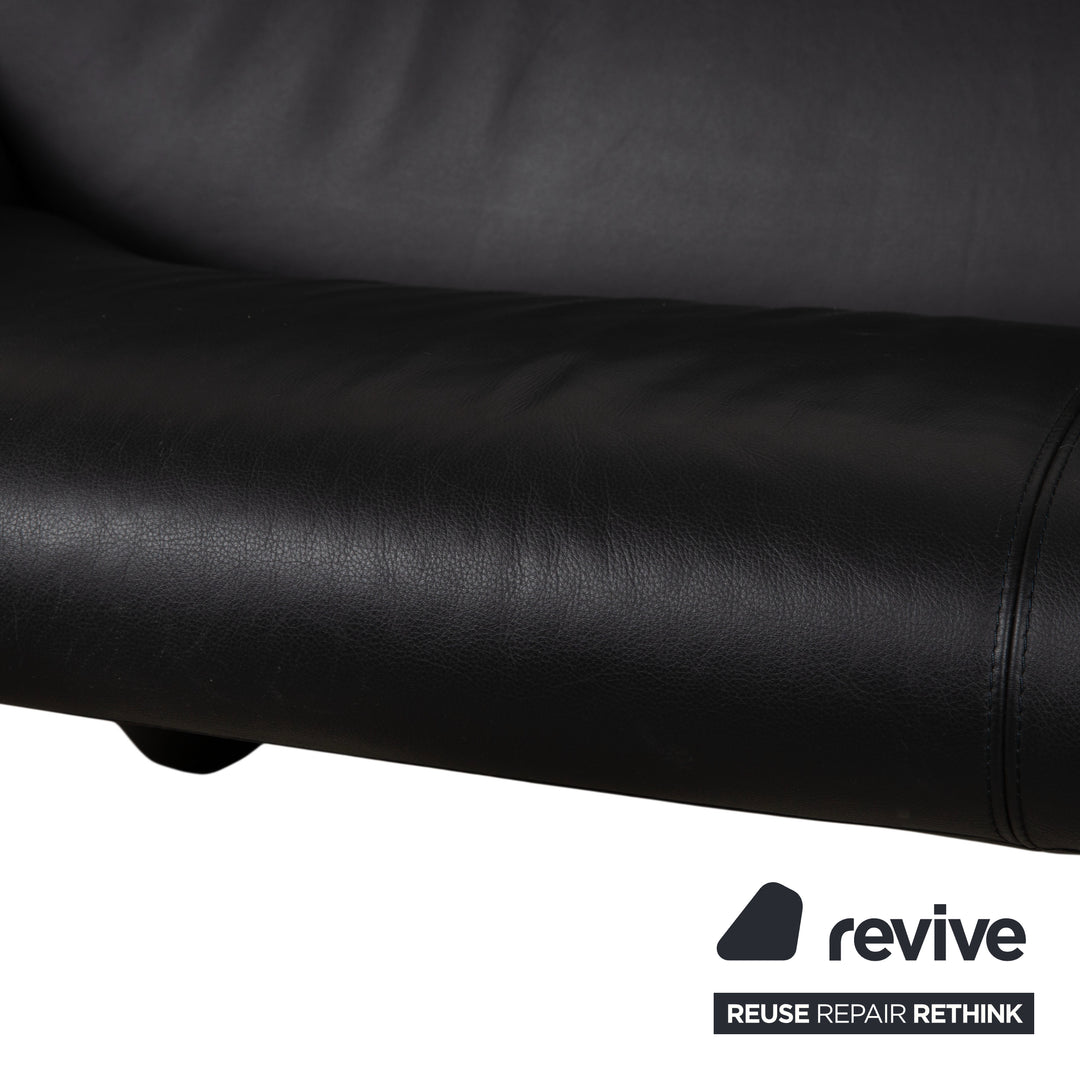 Leolux Echnaton Garnitur Leder 2x Sessel Zweisitzer Sofa Couch Schwarz