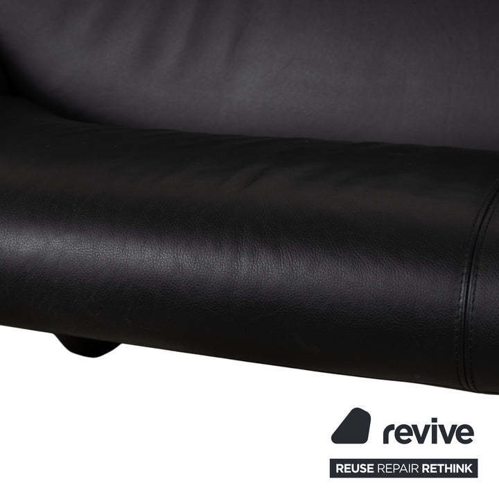 Leolux Echnaton Garnitur Leder 2x Sessel Zweisitzer Sofa Couch Schwarz