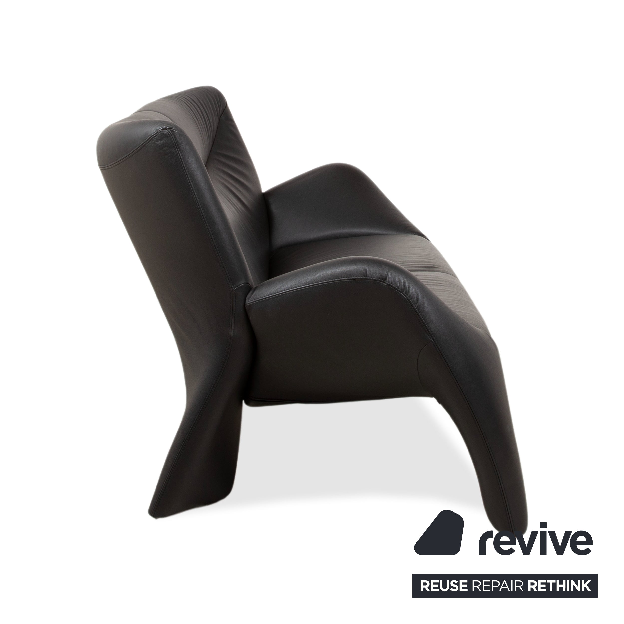 Leolux Echnaton Ensemble Cuir 2x Fauteuils Canapé Deux Places Noir