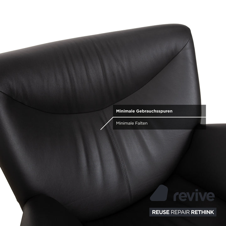 Leolux Echnaton Leather Set 2x Armchairs Two-Seater Sofa Couch Black