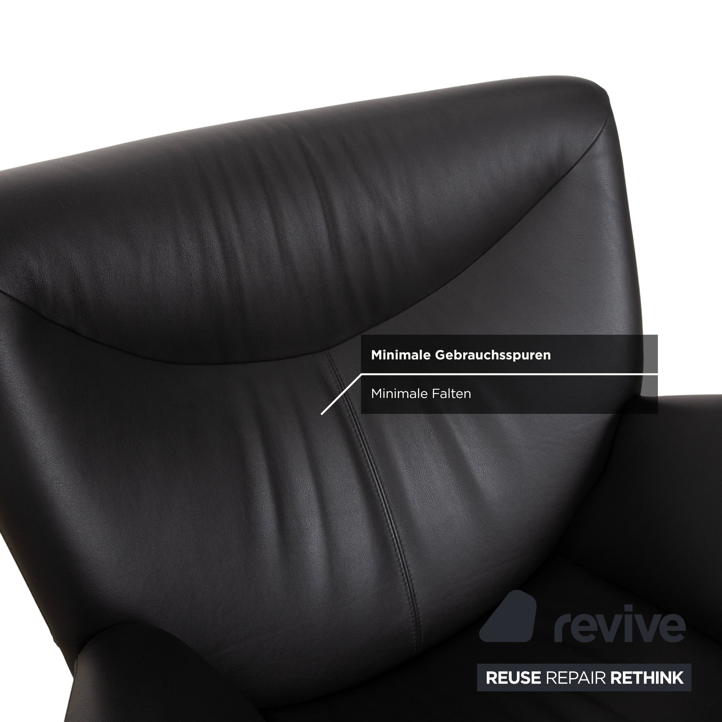 Leolux Echnaton Ensemble Cuir 2x Fauteuils Canapé Deux Places Noir