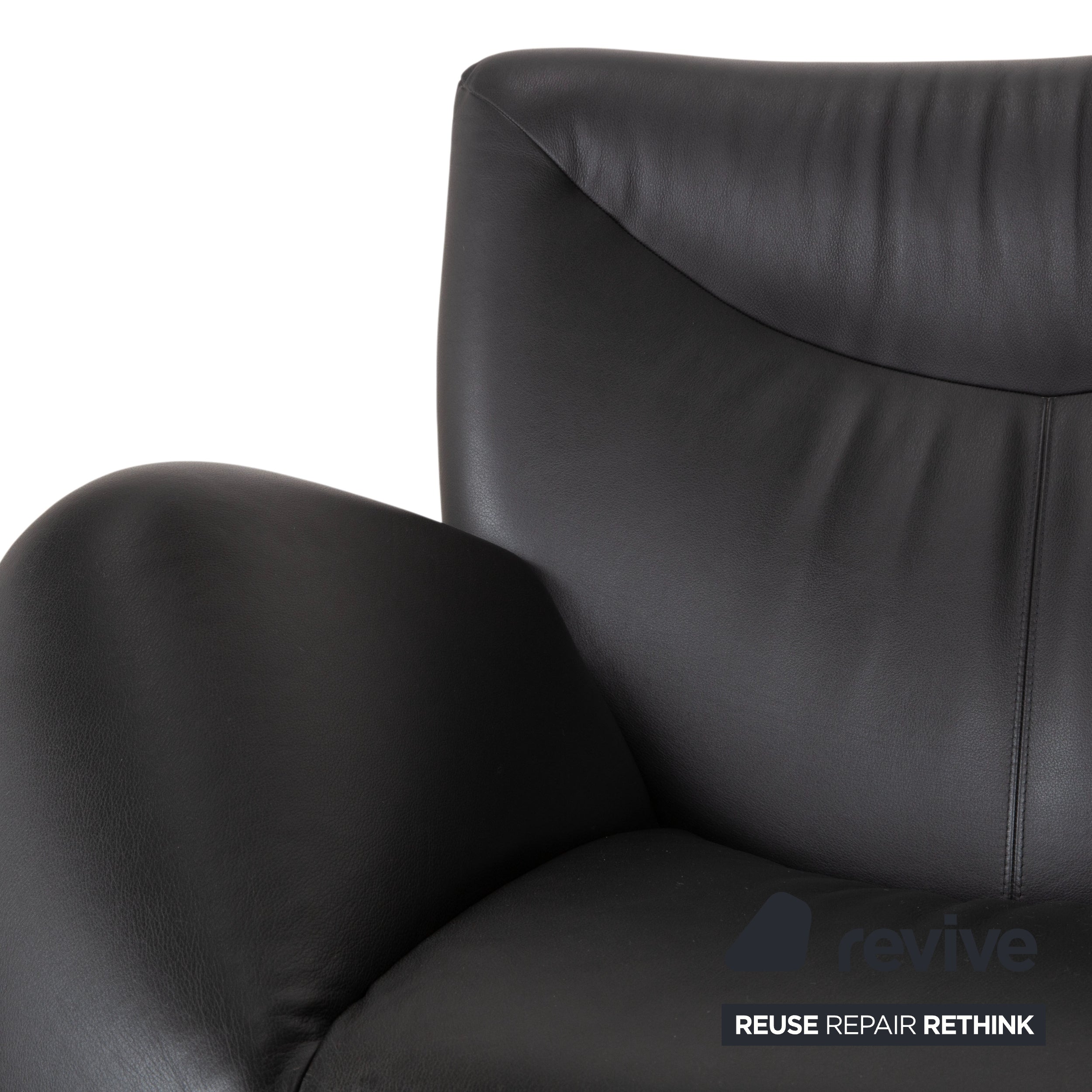 Leolux Echnaton Garnitur Leder 2x Sessel Zweisitzer Sofa Couch Schwarz