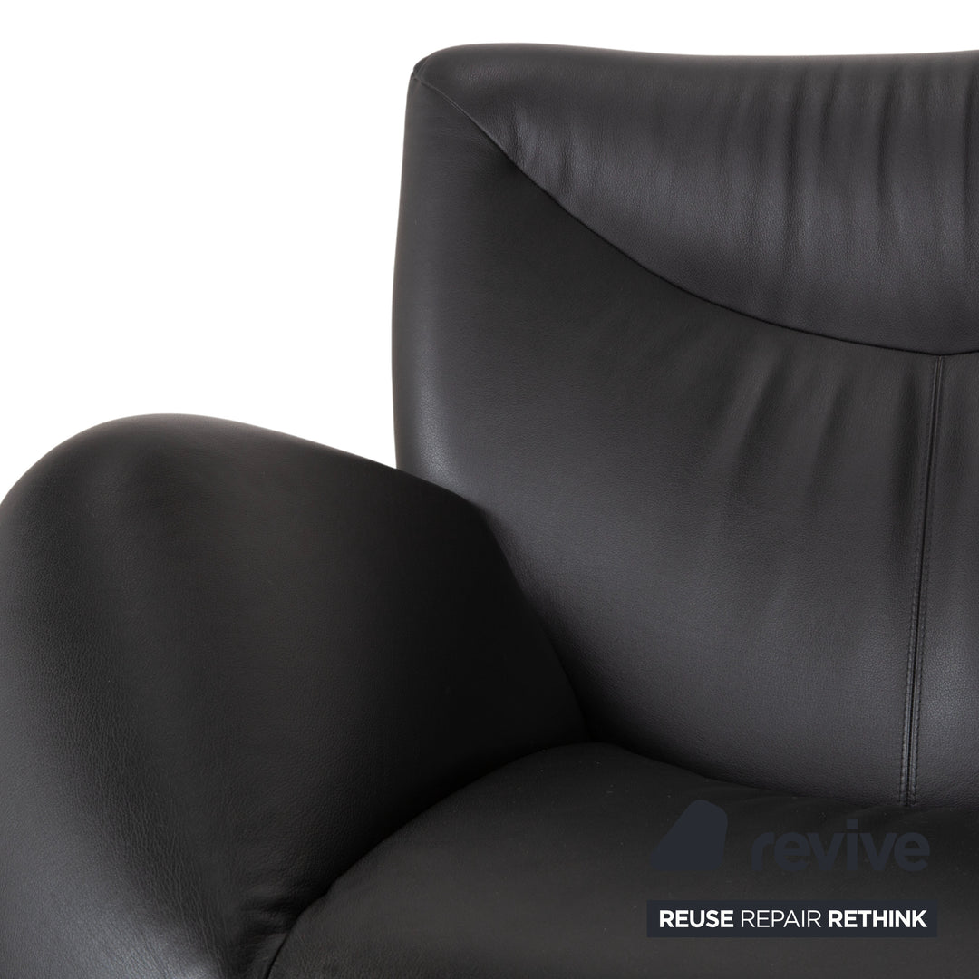 Leolux Echnaton Garnitur Leder 2x Sessel Zweisitzer Sofa Couch Schwarz