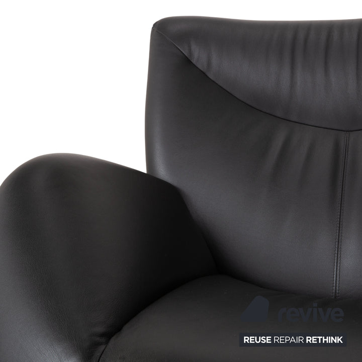 Leolux Echnaton Garnitur Leder 2x Sessel Zweisitzer Sofa Couch Schwarz