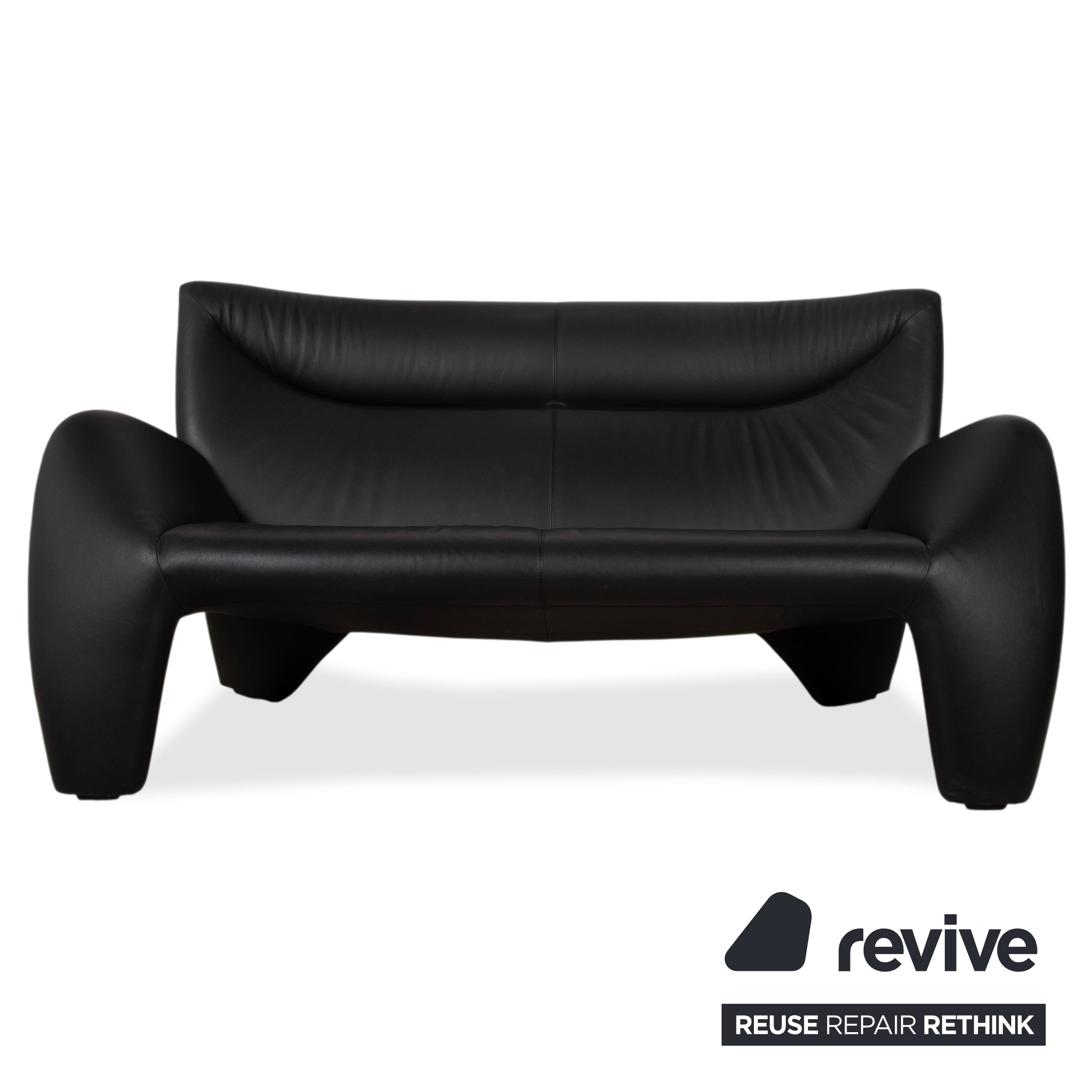 Leolux Echnaton Ensemble Cuir 2x Fauteuils Canapé Deux Places Noir