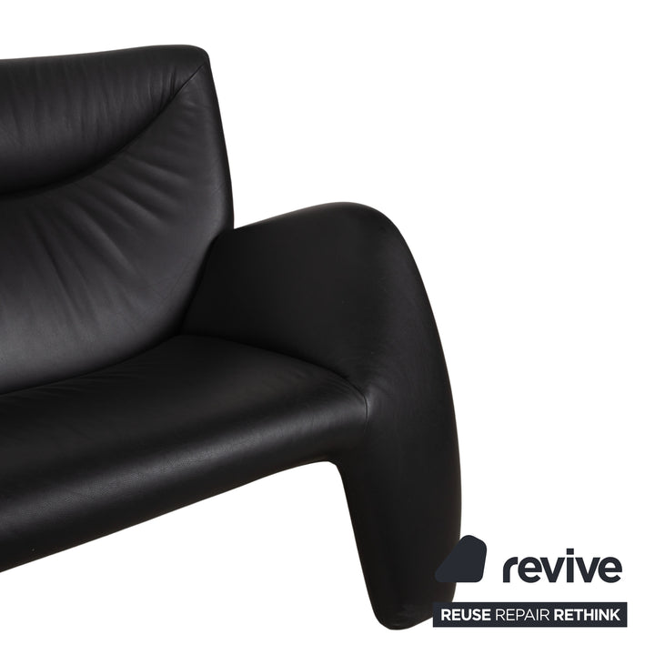 Leolux Echnaton Garnitur Leder 2x Sessel Zweisitzer Sofa Couch Schwarz