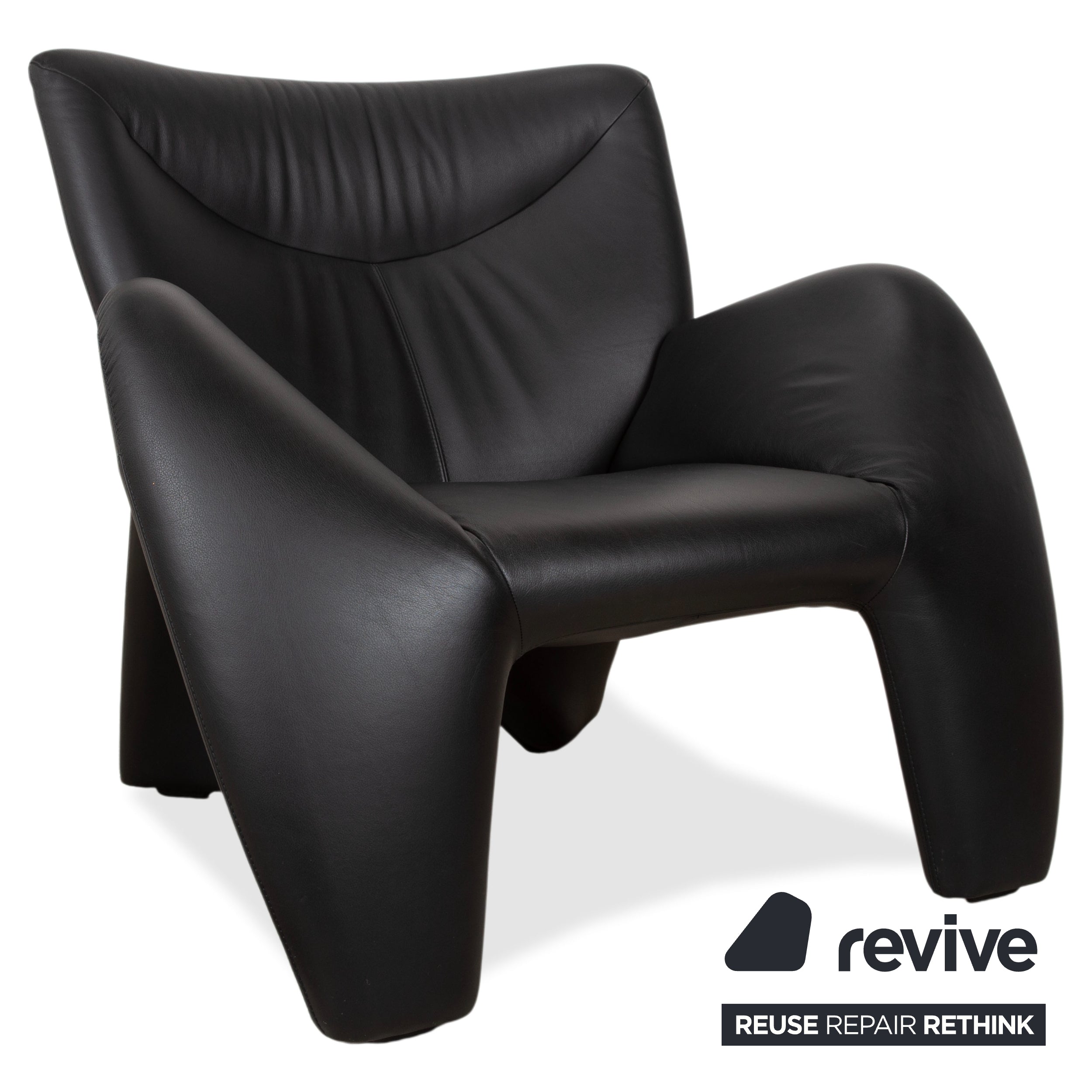 Leolux Echnaton Ensemble Cuir 2x Fauteuils Canapé Deux Places Noir