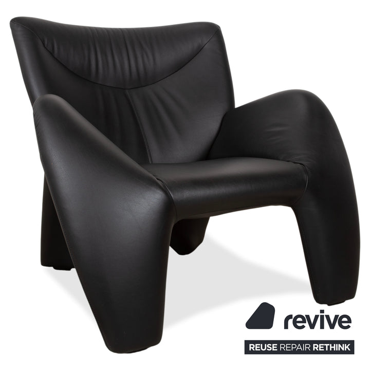 Leolux Echnaton Ensemble Cuir 2x Fauteuils Canapé Deux Places Noir