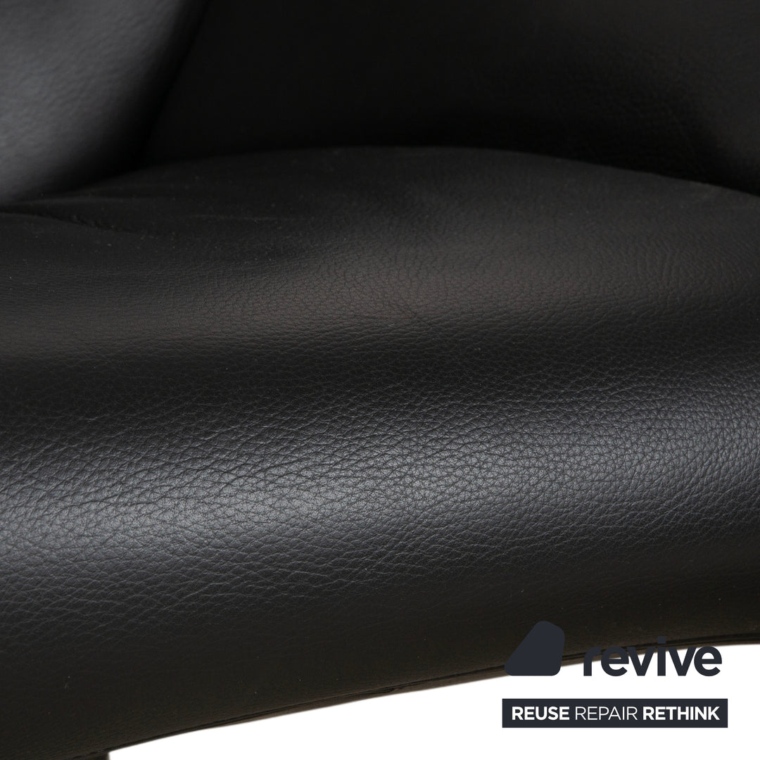 Leolux Echnaton Leder Sessel Schwarz Anthrazit inkl. Hocker