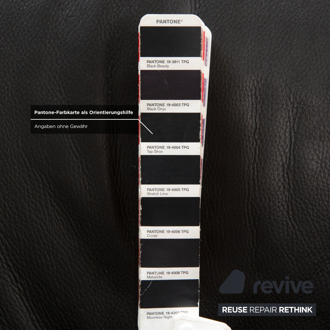 Leolux Echnaton Leder Sessel Schwarz Anthrazit inkl. Hocker