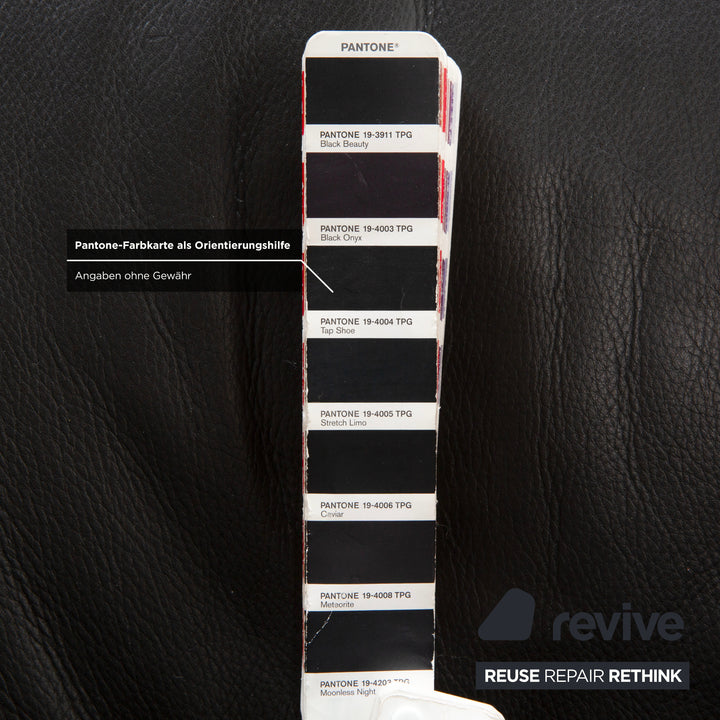 Leolux Echnaton Leder Sessel Schwarz Anthrazit inkl. Hocker