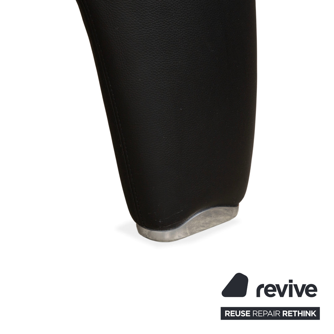 Leolux Echnaton Leder Sessel Schwarz Anthrazit inkl. Hocker