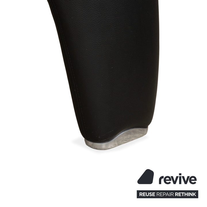 Leolux Echnaton Leder Sessel Schwarz Anthrazit inkl. Hocker