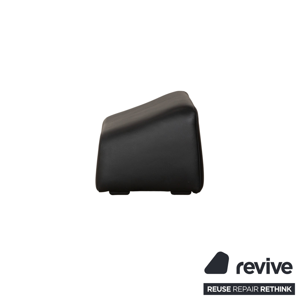 Leolux Echnaton Leather Armchair Black Anthracite incl. Footstool