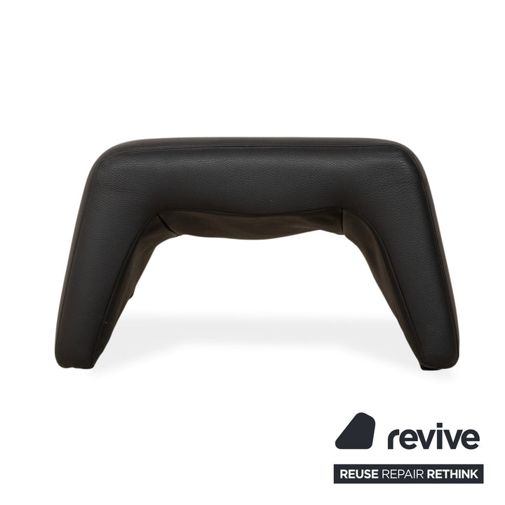 Leolux Echnaton Leather Armchair Black Anthracite incl. Footstool