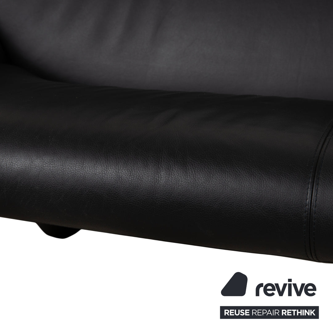 Leolux Echnaton Leder Zweisitzer Schwarz