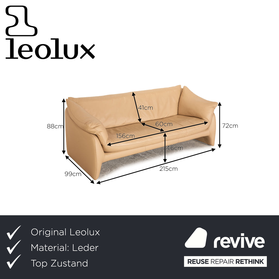 Leolux Edison Leder Dreisitzer Creme Sofa Couch