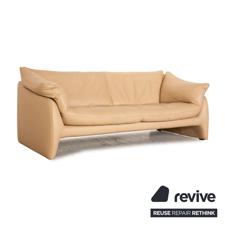 Leolux Edison Leder Dreisitzer Creme Sofa Couch