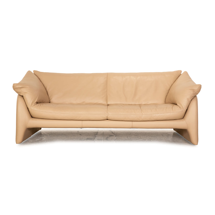 Leolux Edison Leather Three Seater Cream Sofa Couch