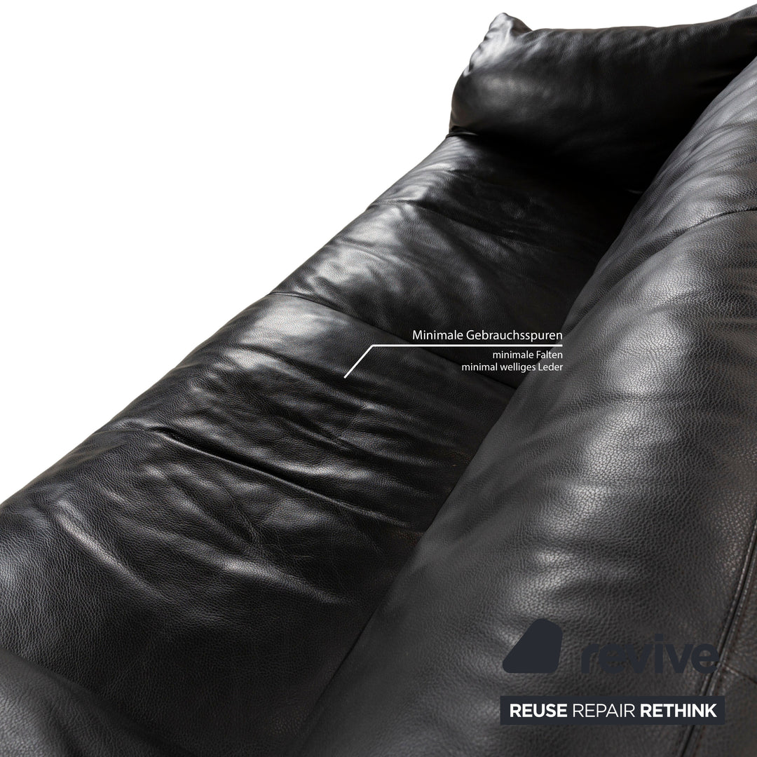 Leolux Edison Leder Dreisitzer Schwarz Sofa Couch