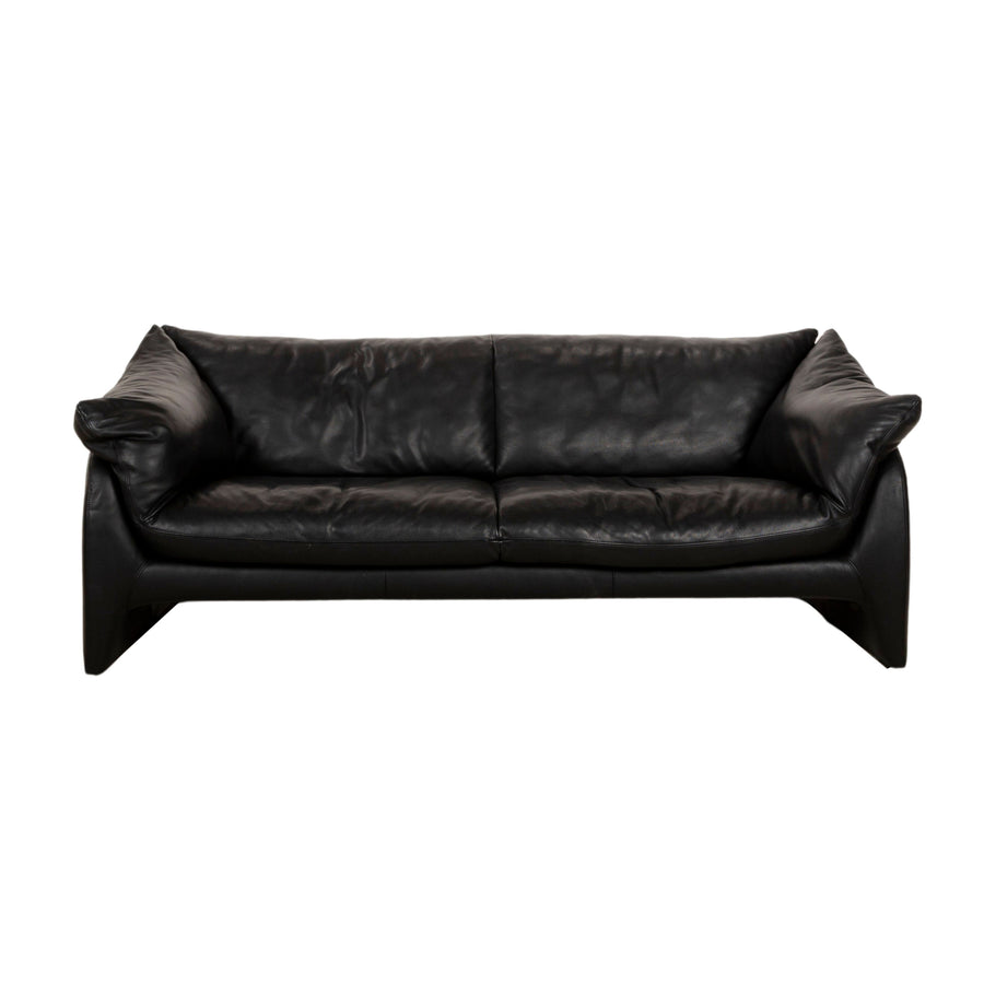 Leolux Edison Leather Three-Seater Black Sofa Couch