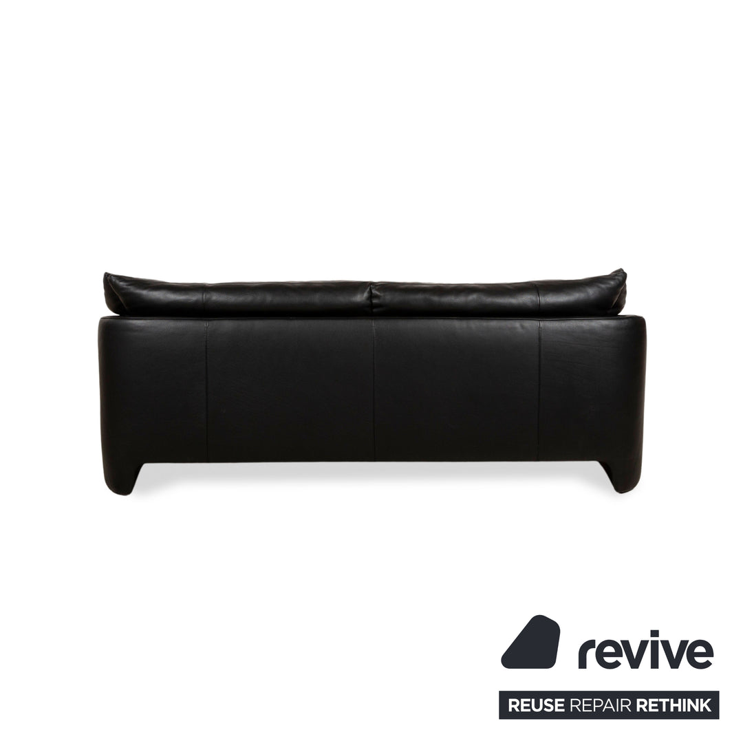 Leolux Edison Leather Three-Seater Black Sofa Couch