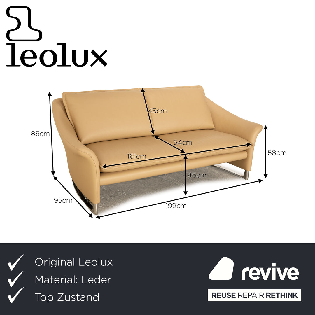 Leolux Enora Leder Dreisitzer Creme Beige Sofa Couch