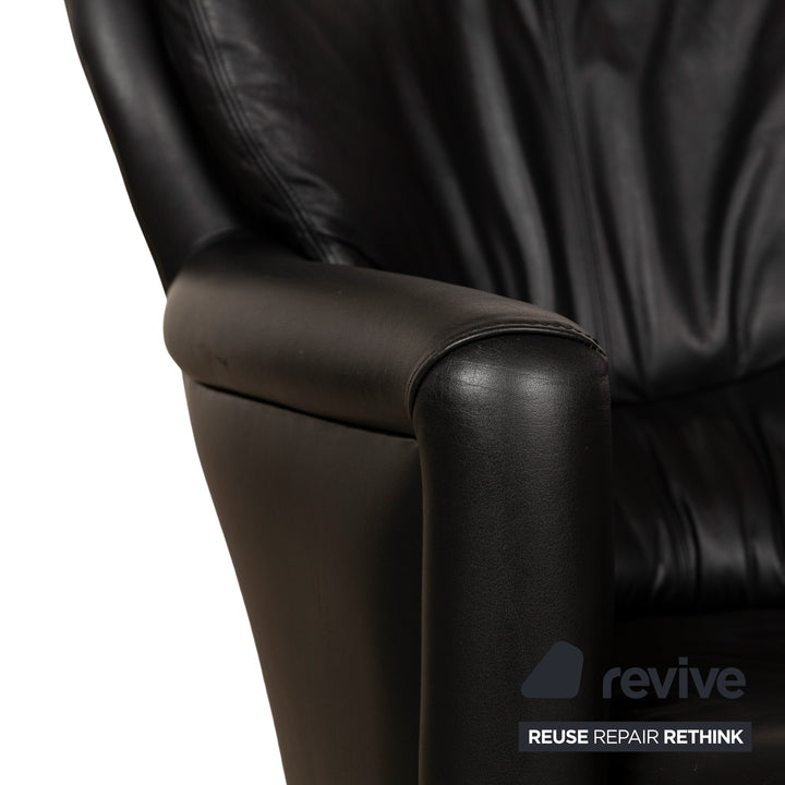 Leolux Excalibur Leather Armchair Set Black Stool