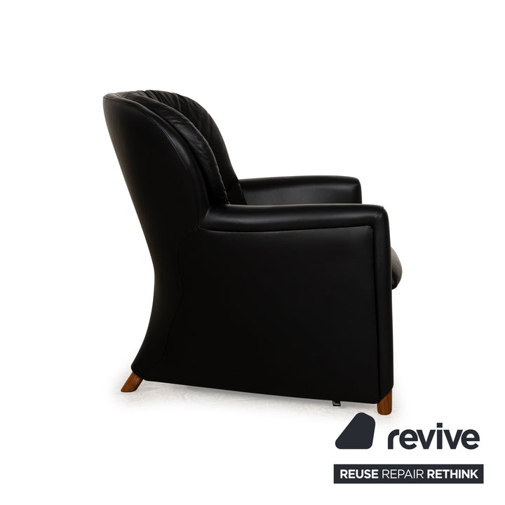 Leolux Excalibur Leather Armchair Set Black Stool