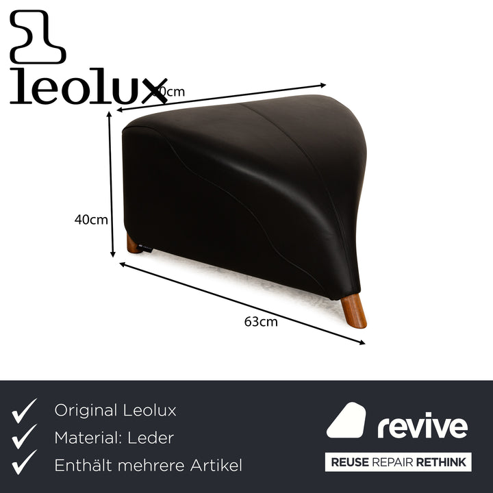 Leolux Excalibur Leather Armchair Set Black Stool