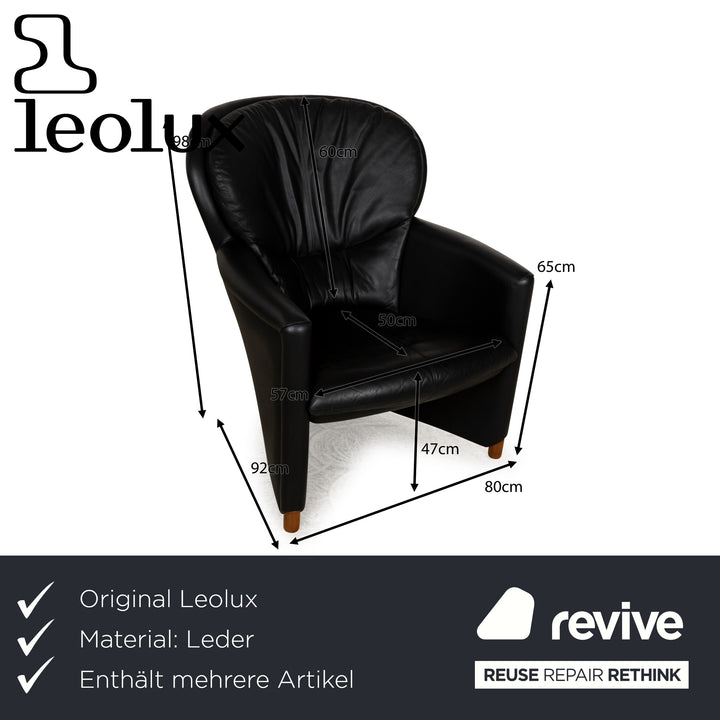 Leolux Excalibur Leather Armchair Set Black Stool