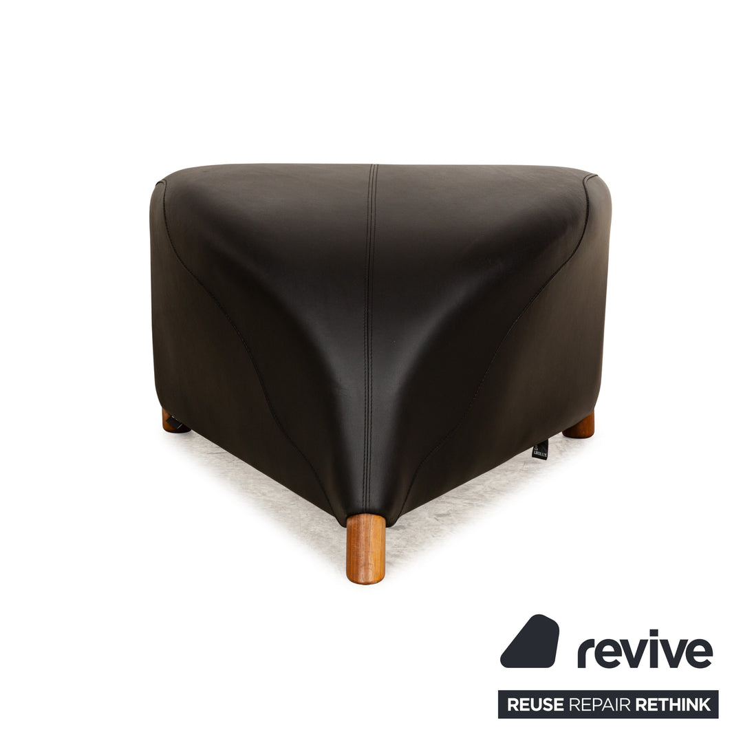 Leolux Excalibur Leather Armchair Set Black Stool