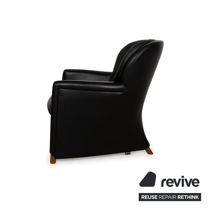 Leolux Excalibur Leather Armchair Set Black Stool