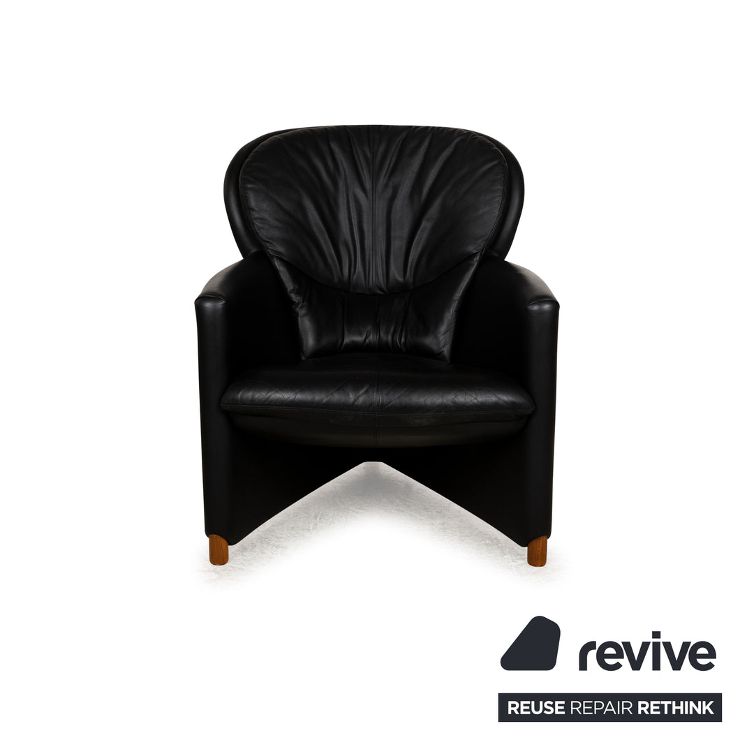 Leolux Excalibur Leather Armchair Set Black Stool