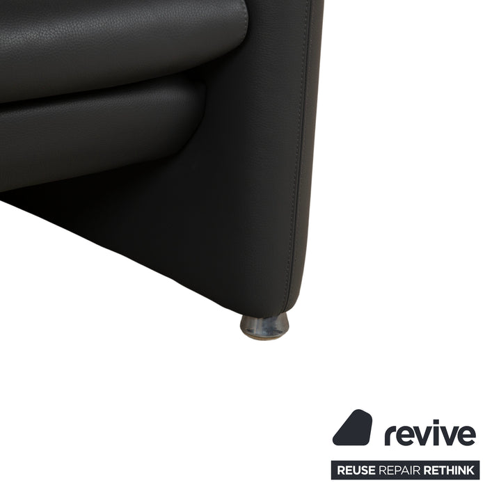Leolux Fidamigo Leder Dreisitzer Anthrazit Grau Sofa Couch