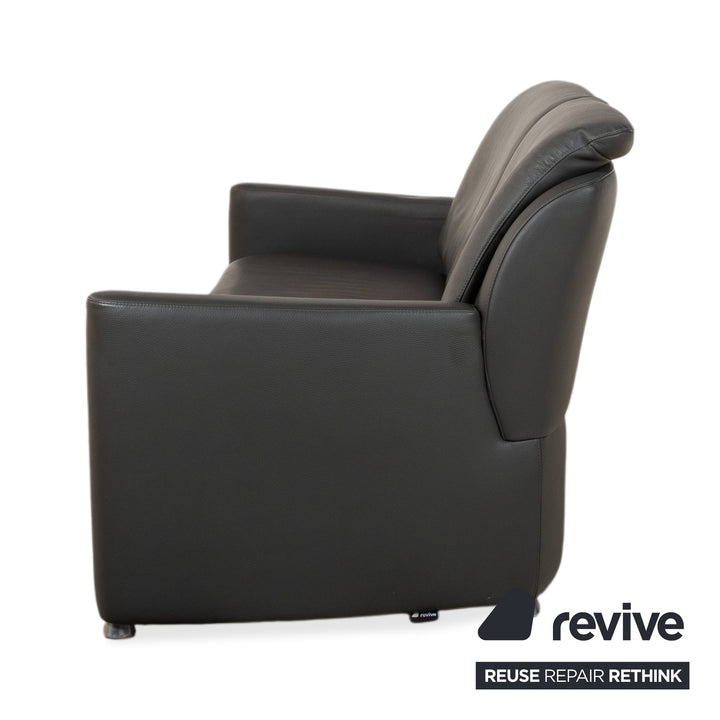 Leolux Fidamigo Leder Dreisitzer Anthrazit Grau Sofa Couch