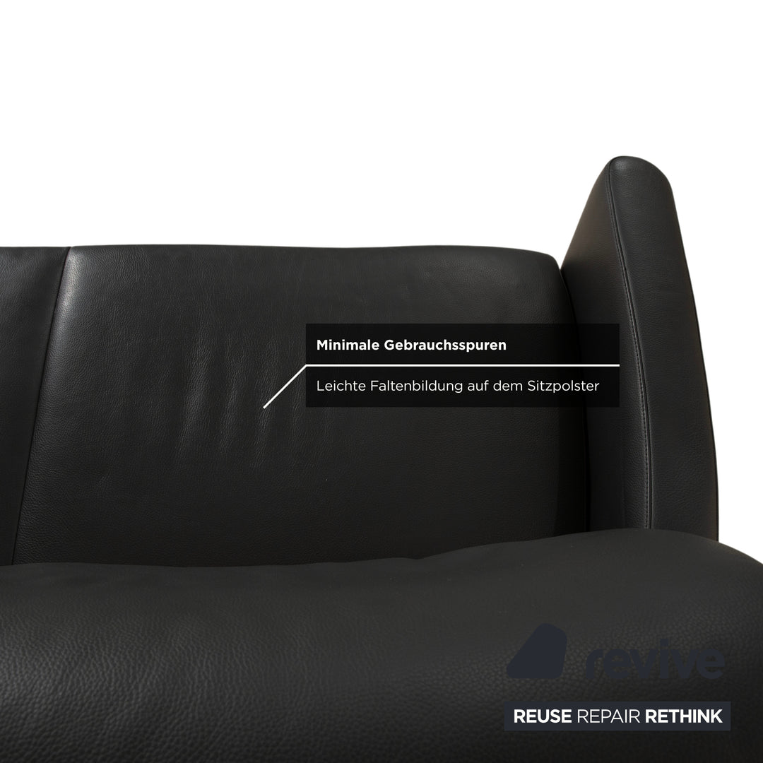Leolux Fidamigo Leder Dreisitzer Anthrazit Grau Sofa Couch