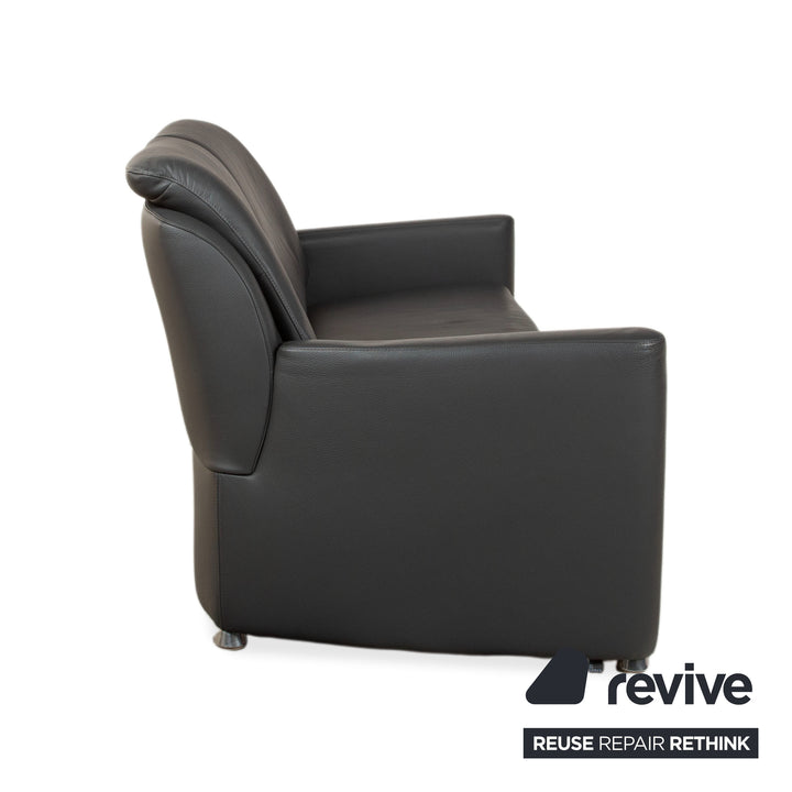 Leolux Fidamigo Leder Dreisitzer Anthrazit Grau Sofa Couch